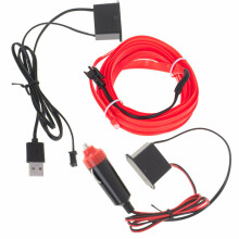Ikonka Art.KX4956 LED aplinkos apšvietimas automobiliui / automobilio USB / 12V juosta 3 m raudona