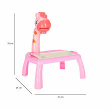 Ikonka Art.KX4915 Projektoriaus stalas piešimo stalas žirafa rožinis