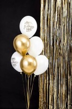 Ikonka Art.KX4556 Birthday balloons Happy Birthday To You gold white 30cm 6pcs