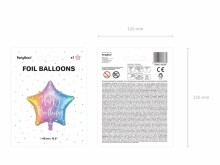 Ikonka Art.KX4551_2 Laimīgu dzimšanas dienu zvaigzne folijas balons 40cm krāsains