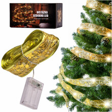 Ikonka Art.KX4352 Ribbon decorative LED strip 10m 100LED Christmas tree lights Christmas decoration warm white with batteries