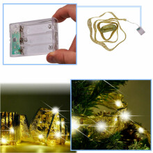 Ikonka Art.KX4352 Lente dekoratīvā LED lente 10m 100LED Ziemassvētku eglīte iedegas Ziemassvētku rotājumi silti balta ar baterijām