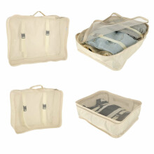Ikonka Art.KX4110 Kohvri korraldajad reisikomplekt 8 tk riiete hoidmise tarvikud veekindlad kotid meigikott kingakott beež