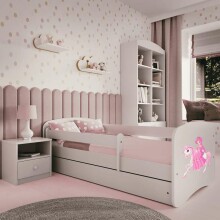 Bed babydreams white princess on horse with drawer without mattress 160/80