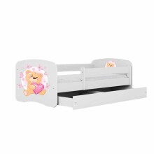 Bed babydreams white teddybear butterflies with drawer with non-flammable mattress 140/70