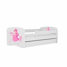 Babydreams white princess on a horse bed without a drawer, coconut mattress 140/70