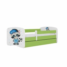 Bed babydreams green raccoon with drawer with non-flammable mattress 140/70