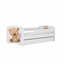 Bed babydreams white teddybear flowers with drawer with non-flammable mattress 160/80