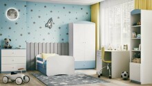Babydreams blue bed without a pattern with a drawer, coconut mattress 140/70