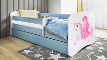 Babydreams blue princess on a horse bed with a drawer latex mattress 180/80