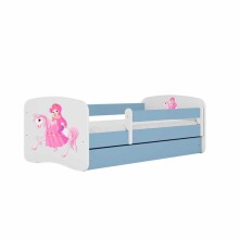 Babydreams blue princess on a horse bed with a drawer latex mattress 160/80
