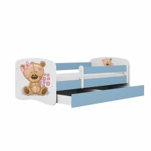 Bed babydreams blue teddybear flowers with drawer with non-flammable mattress 160/80