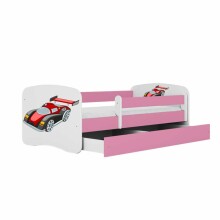 Bed babydreams pink racing car with drawer with coconut mattress 160/80