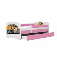 Bed babydreams pink truck with drawer with non-flammable mattress 160/80