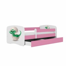 Bed babydreams pink baby dino with drawer with non-flammable mattress 160/80