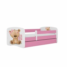 Bed babydreams pink teddybear flowers with drawer with non-flammable mattress 160/80