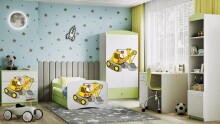 Bed babydreams green digger with drawer with non-flammable mattress 180/80