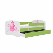 Babydreams green princess on a horse bed with a drawer latex mattress 180/80