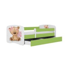 Bed babydreams green teddybear flowers with drawer with non-flammable mattress 180/80