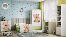 Bed babydreams green teddybear flowers with drawer with non-flammable mattress 180/80