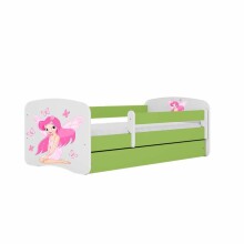 Bed babydreams green fairy with butterflies with drawer with non-flammable mattress 160/80