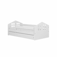 Bed Kacper white with drawer with non-flammable mattress 180/80