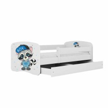 Babydreams white raccoon bed with a drawer, coconut mattress 140/70
