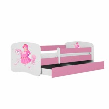 Babydreams bed, pink, princess on a horse, without drawer, coconut mattress, 140/70
