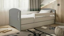 Classic 2 mix gray bed without drawer, latex mattress 160/80