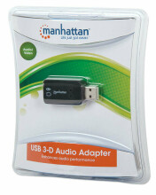 Manhetenas USB-A audio adapteris, 3,5 mm USB-A pieslēgvietas mikrofonam un audio izejai, 480 Mb/s (USB 2.0), 3D atbalsts un 5.1 virtuālā telpiskā skaņa, ātrdarbīgs USB, melns,  blisteris kart