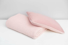 Knitted cot set with muslin - pink