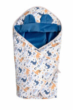 Velvet carry-cot swaddle blanket – Dinosaurs Blue