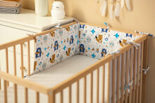 COT BUMPER WAFFLE FOREST ANIMALS LIGHT GRAY
