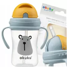 Akuku Bottle with handles Art.A0203 Bottle cup with foldable straw and ergonomic handles, 300 ml