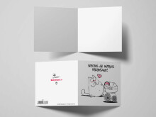 Gift Card Cat Clawdius Art.168336 Двойная открытка с забавным котом-маскотом 123x123мм
