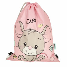 Ikonka Art.KX3768_2 Vaikiškas batų krepšys pelė rožinės spalvos