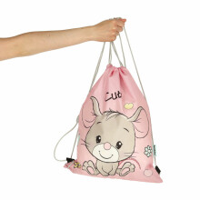 Ikonka Art.KX3768_2 Vaikiškas batų krepšys pelė rožinės spalvos