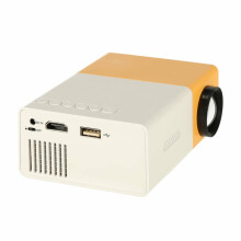 Ikonka Art.KX3913 Mini projektor kaasaskantav projektor lastele LED TFT LCD 1920x1080 24-60" USB HDMI 12V kollane ja valge
