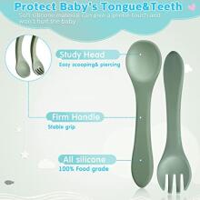 La Bebe™ Basic  Silicone Fork Art.169083 Misty Green  Вилочка мягкая силиконовая 14 см,от 6 мес.