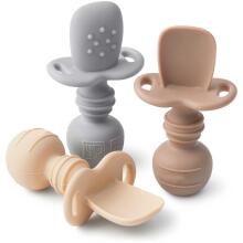 La Bebe™ Basic  Silicone Fork Art.169084 Light Beige Mīkstā silikona dakšiņa 7.8 cm,no 6 mēn