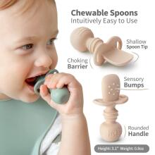 La Bebe™ Basic  Silicone Spoon Art.169085 Light Beige Mīkstā silikona karote 7.8cm,no 6 mēn