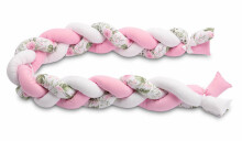 Braided Crib Bumpers 210 cm – flowers pink