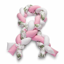 Braided Crib Bumpers 210 cm – flowers pink