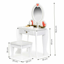 Большой деревянный детский туалетный столик с зеркалом для девочки