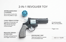 I-Toys Pistol Art.172219 2-in-1 rotaļu revolvera šāvējs ar mīkstām bumbiņām