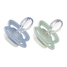 b.box pacifier for newborns and infants twin pack Glow in the dark – symmetrical silicone pacifier 6 months +, Sky/Sage