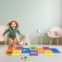 Bebe Basic Puzzle Art.180066 Bērnu daudzfunkcionālais grīdas paklājs puzle cipari un formas no 10 elementiem