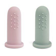 Little Eater Art.brush01 Pink/Green Silicone toothbrush - finger brush 2pcs.