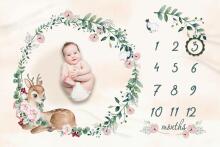 BabyOno Milestone Blanket Art.824  Хлопковый плед для фотосессии 100x120см