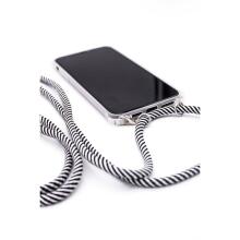 Samsung A40s Case with rope Black Stripes Transparent